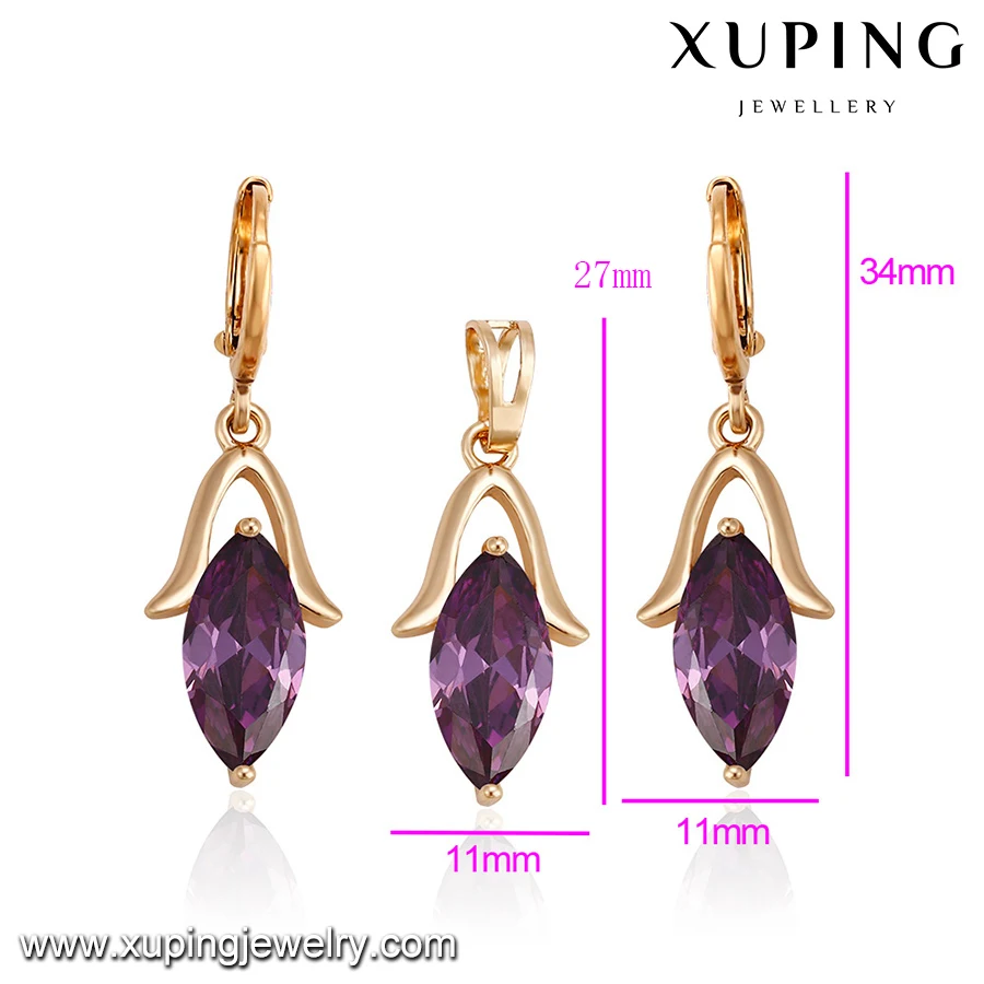 60924 xuping jewelry fashion simple exquisite a variety of colors big diamond gold plated jewelry sets