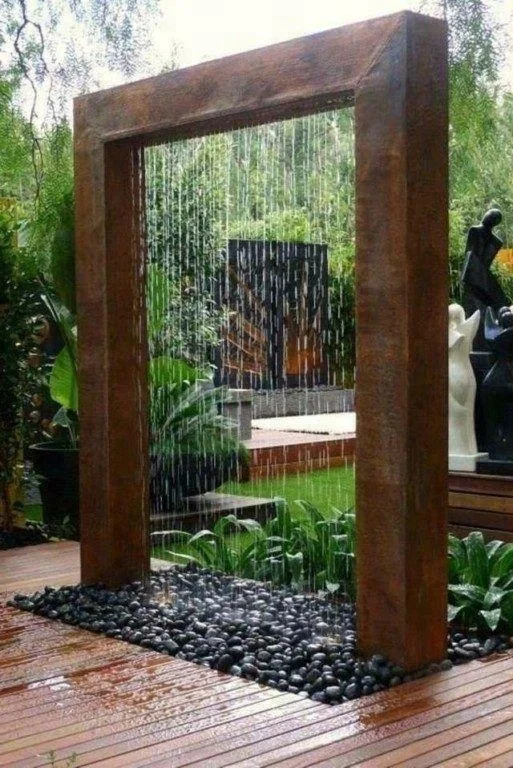 
Outdoor Metal Garden Corten Steel Water Fountain With Pots 
