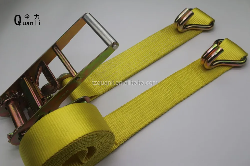 
4inch 100mm 10Ton Cargo Lashing Ratchet Tie Down Straps with double J hook 