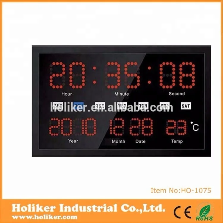 cheaper plastic LED digital wall clock with calender and temperature