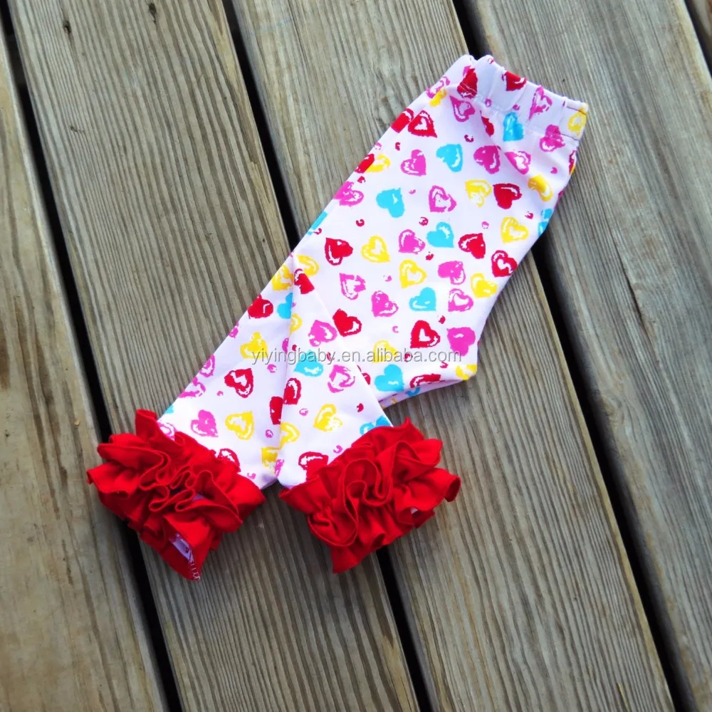 Sew sassy Valentine baby triple ruffle icing legging girls solid color pants for school