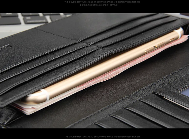 Baellerry 2018 new Style mens long Section PU leather Grid Pattern wallets