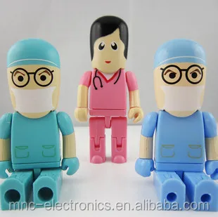 ABS plastic material medical clinic promotion gift custom logo printed 4GB doctor and nurse shape usb stick
