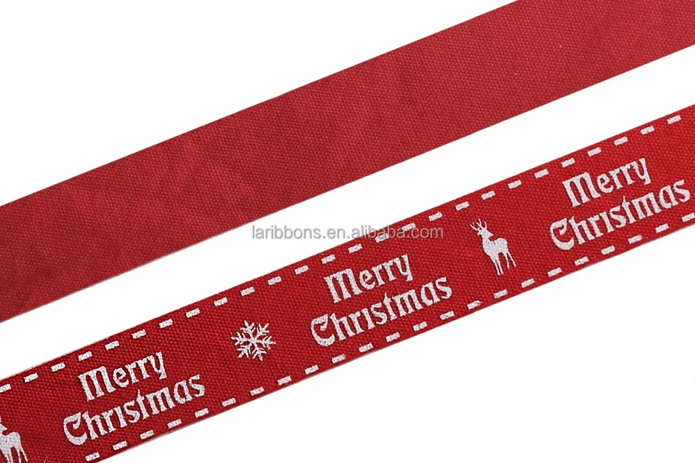 Manufacturer custom 100% single face printed christmas cotton ribbon