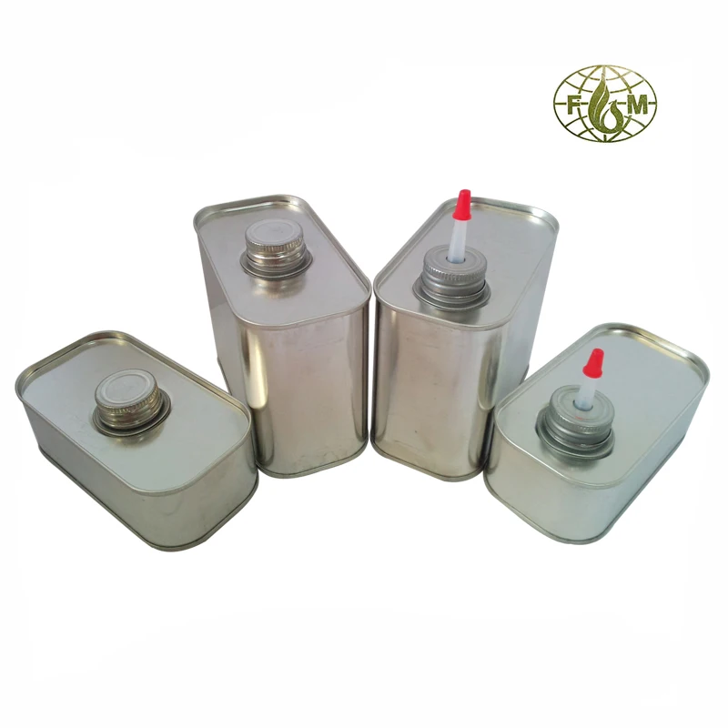 square 500ml bottle metal tin can screw top for chemical oil or glue packaging