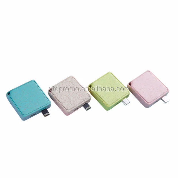 Wheat Straw Eco friendly Mini Promotion Disposable Charger One Time Use Charger 1000 Mah Powerbank Disposable Power Bank