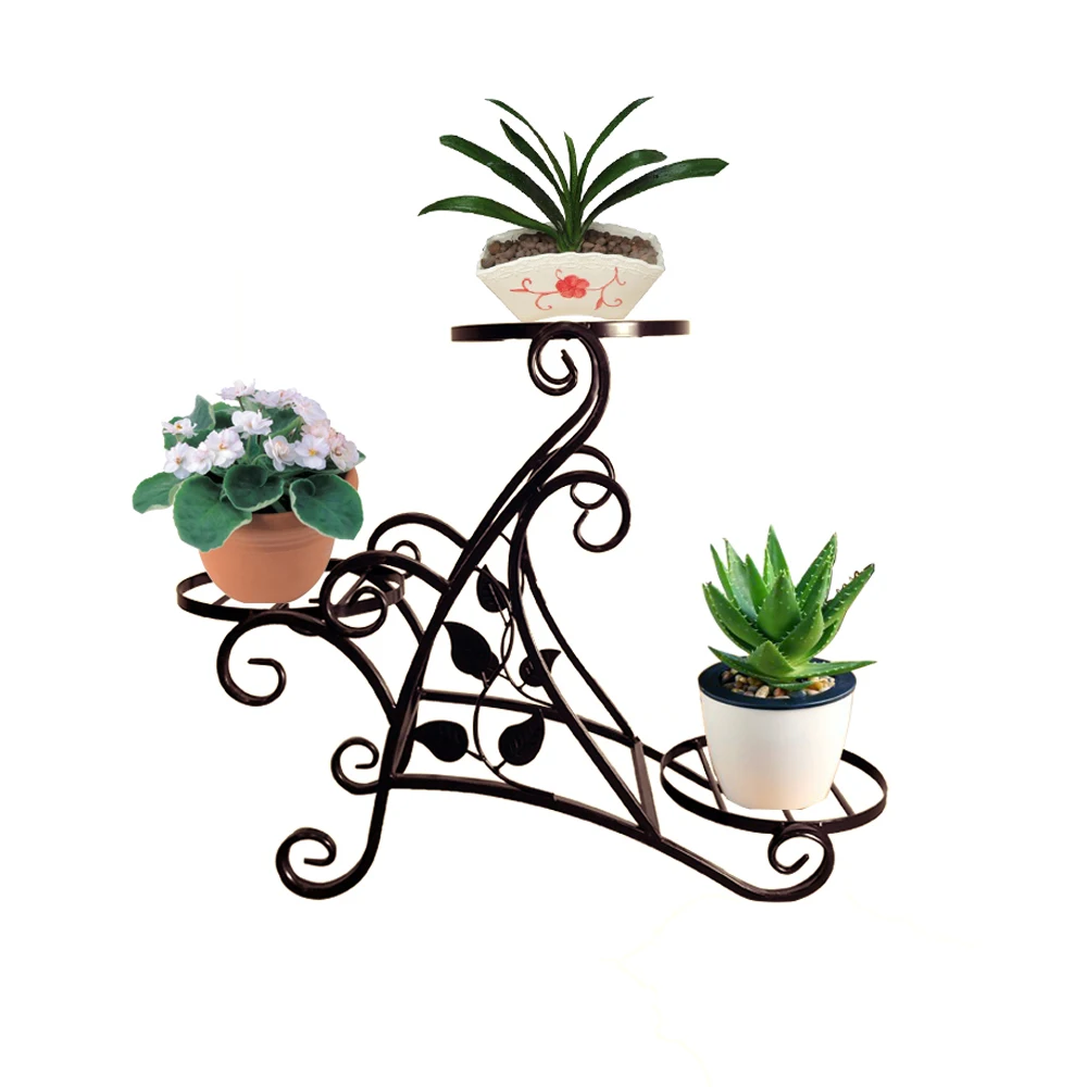 Garden wrought iron metal flower stand indoor and outdoor flower shelf