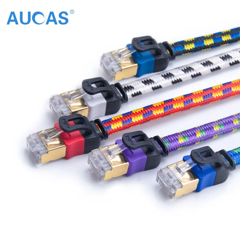 Golden Flat Ethernet Cable RJ45 cat 7 network cable for office network