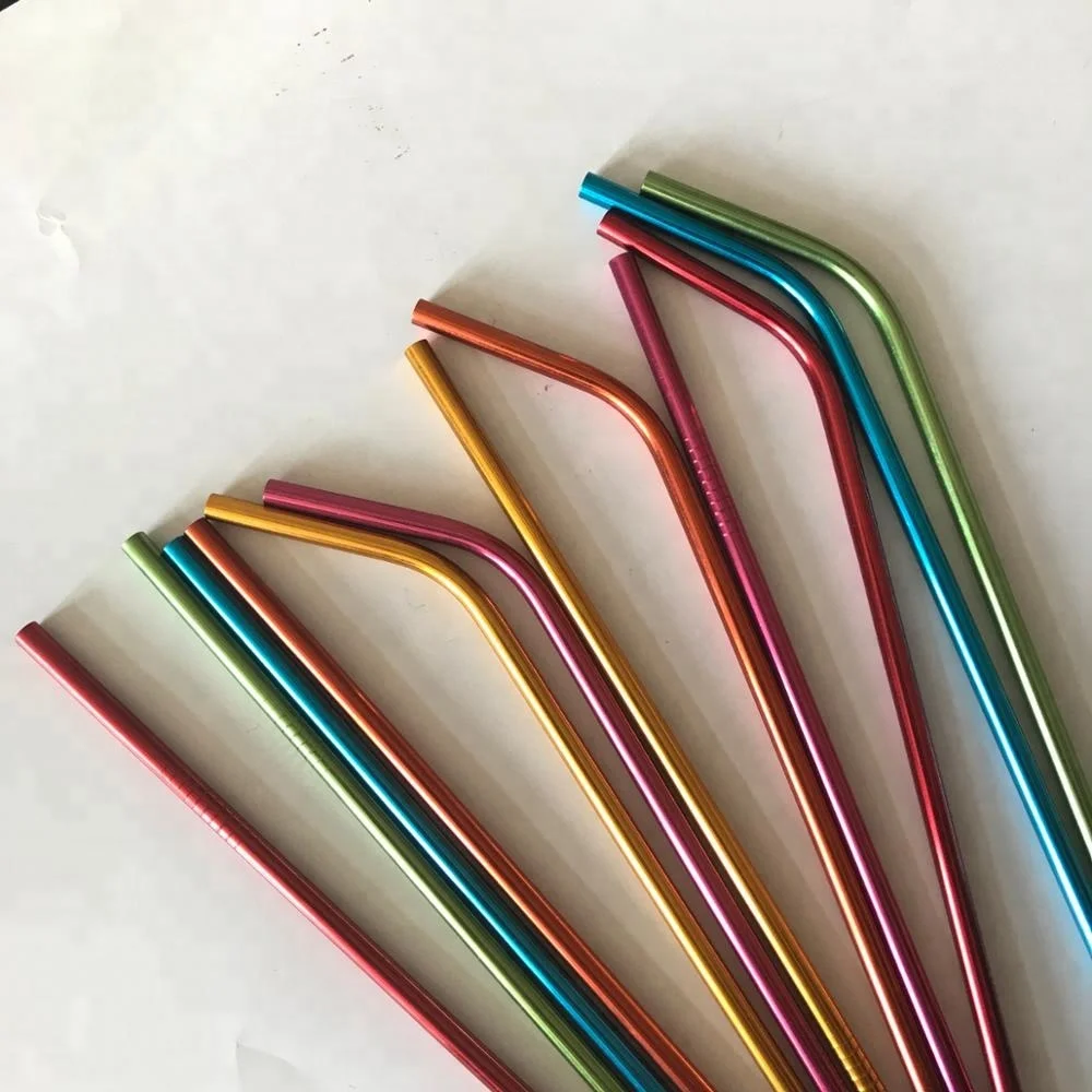 
6mm Food grade aluminum straw stainless steel drinking straw with various colors bulk order 