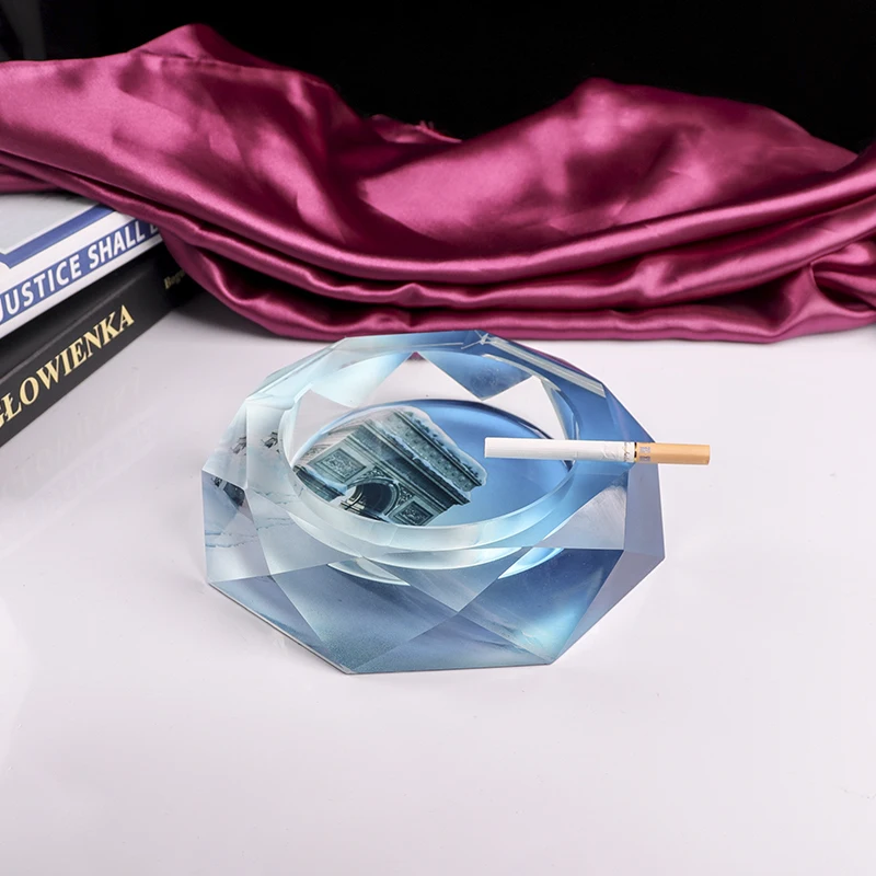 
Custom Personal Logo Painted Colorful Photo Crystal Glass Ashtray 