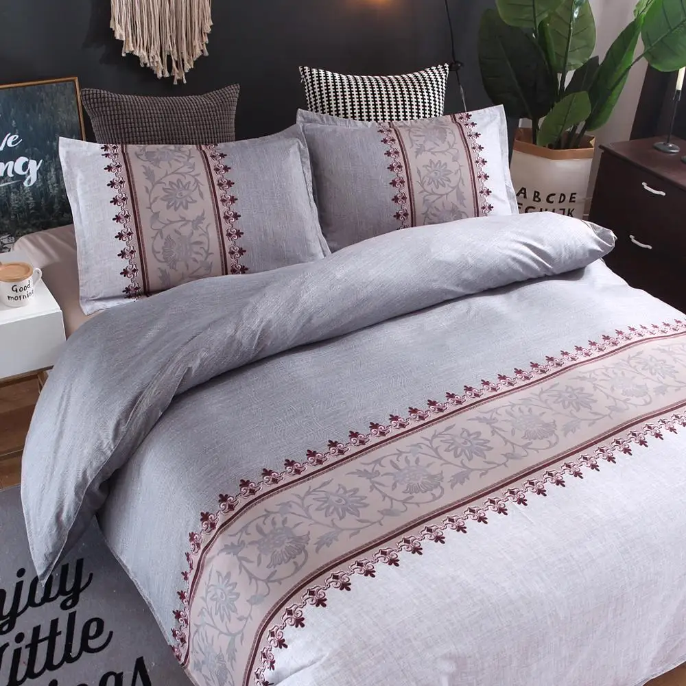 
3 Pieces Floral Pattern Printed Bedding set, bedsheets, comforter, quilt, Duvet Cover Set, Lightweight Brushed Microfiber, 