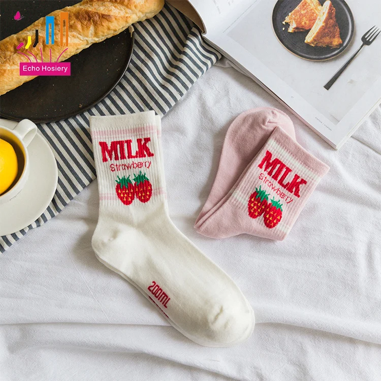 Japanese strawberry milk pattern cute women socks