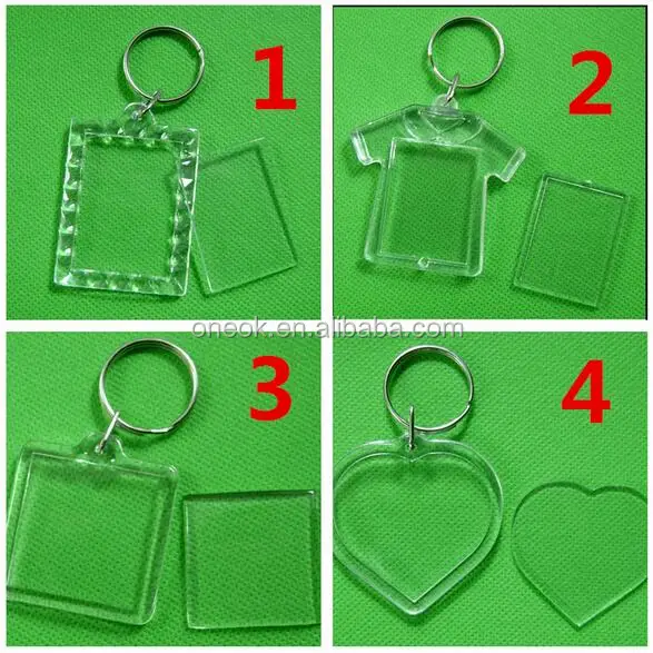 DIY Blank Acrylic Keychains key chains Insert Photo plastic Keyrings choose shapes 500pcs