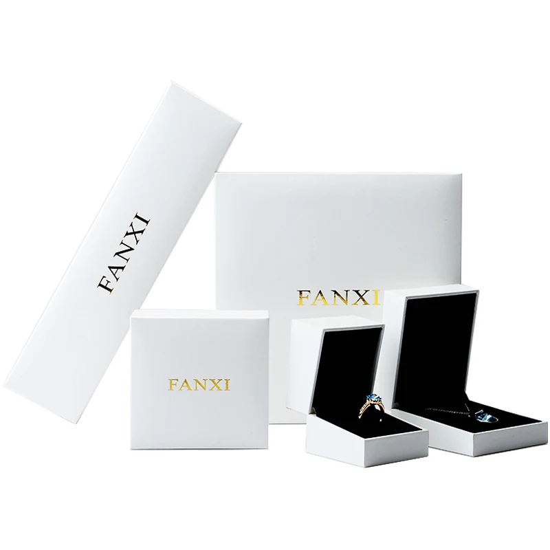FANXI Manufacturer Custom Jewelry box white Necklace Earrings Ring Jewelry Packaging box Storage Jewelry Box