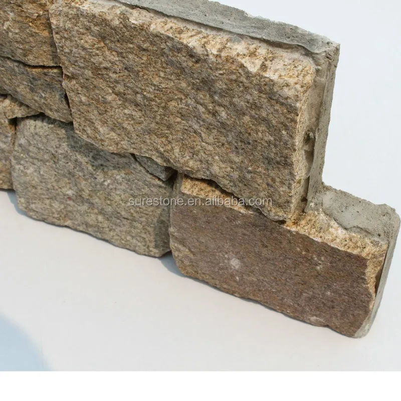 Sesame yellow sandstone cement backed stone panel natural stone wall cladding