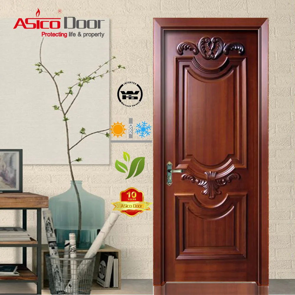 Solid Mahogany Exterior Panel Door with arch top and glass sidelite