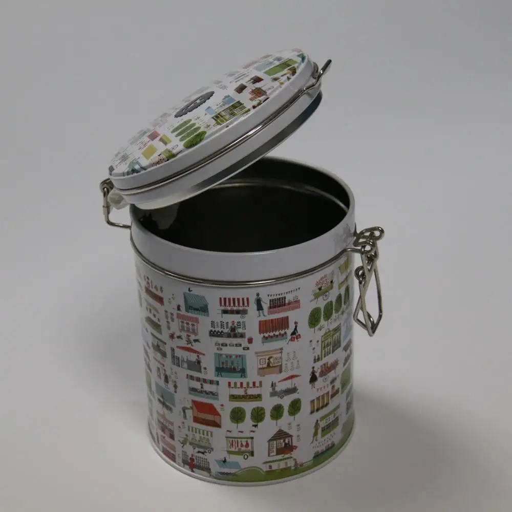 Airtight Coffee Can with Plastic Lid/Metal Clip, Tea Can