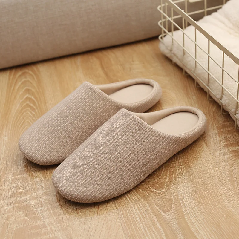 
Unisex Comfort Knitted Cotton Slippers Washable Flat Closed Toe Ultra Lightweight Indoor Shoes TPR Non-Slip Sole 