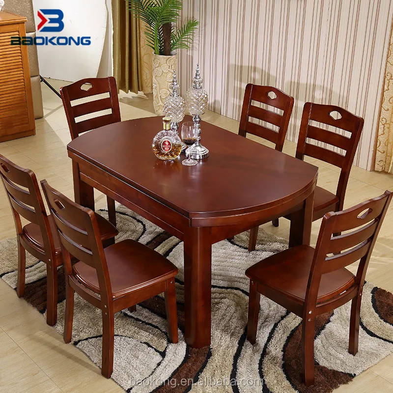 6 To 8 Seat Extendable  Solid Wood  Dining Table Set