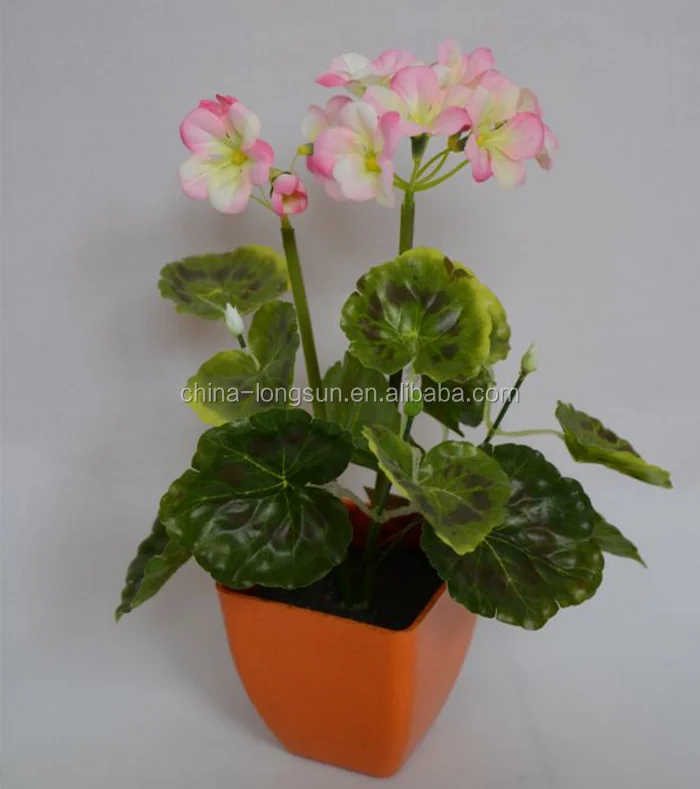 LS16070422 wholesale factory yellow color Plastic Leaves fall color Artificial begonia plant bonsai with flowers