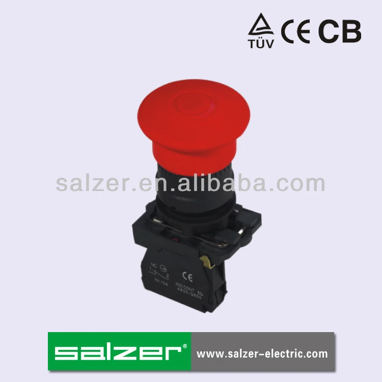 Salzer  SA22-AC42 NC Mushroom Head Self-Return Push Button Switch Red dia.40mm  Emergency Stop (TUV, CE and CB Approved)
