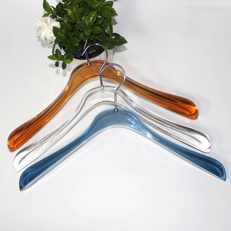 Shenzhen wholesale hotel plastic clear garment cloth hanger rack acrylic clothes hangers for coat