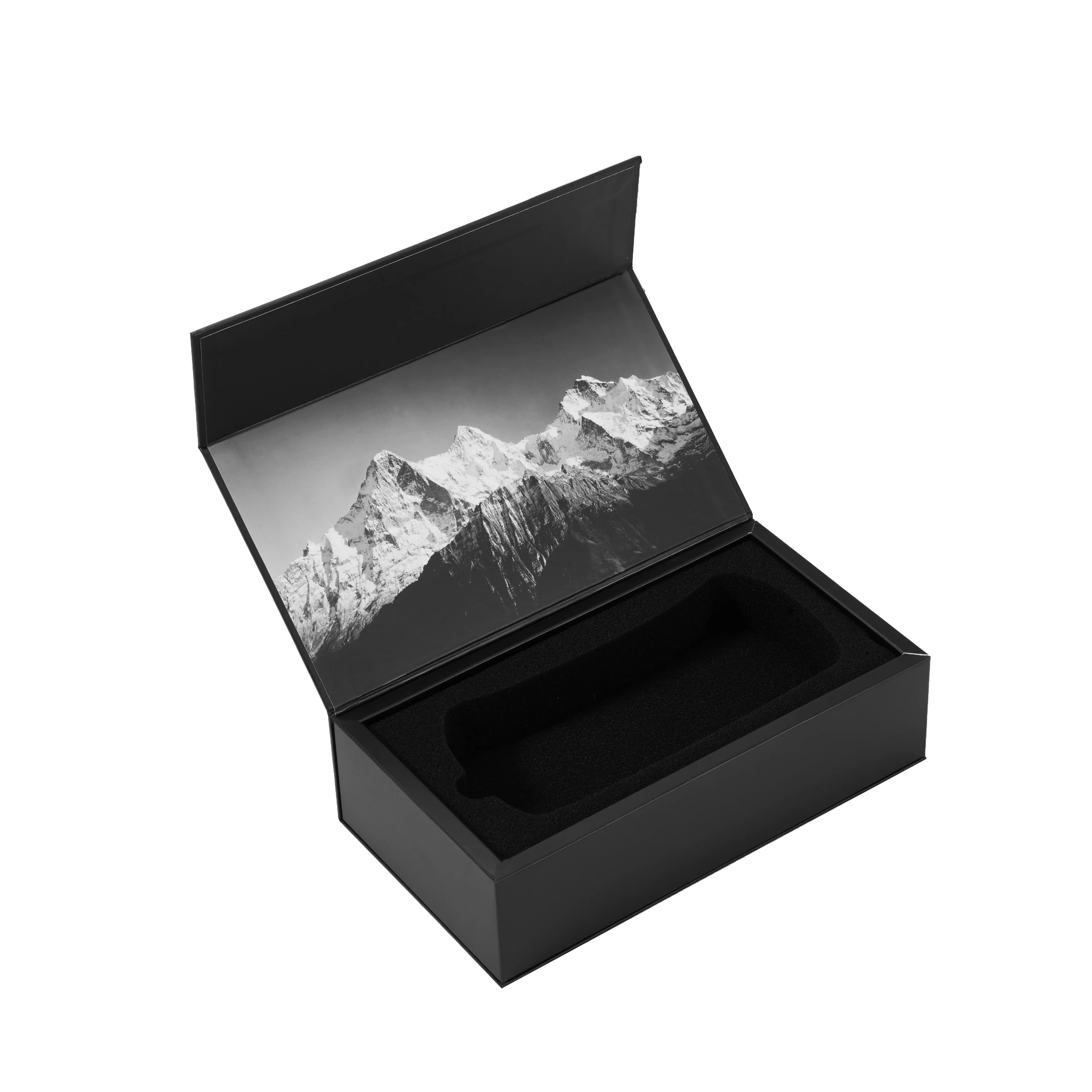 Custom Black Premium Folding Flap Lid Rigid Paper Cardboard Storage Flip Magnetic Closure Packaging Gift Box