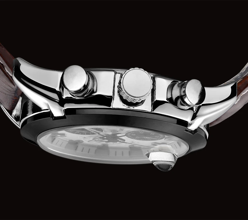 oem mens leather watch 3atm water resistant stainless steel diamond watch