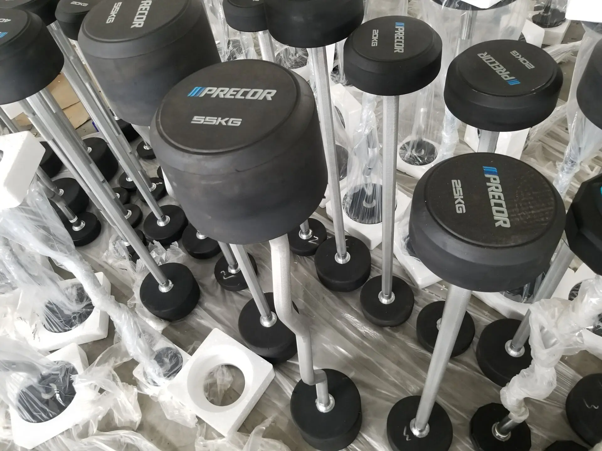 Gym Exercise Equipment Weight Lifting Fixed Curl Rubber Barbell/Straight Rubber Barbell