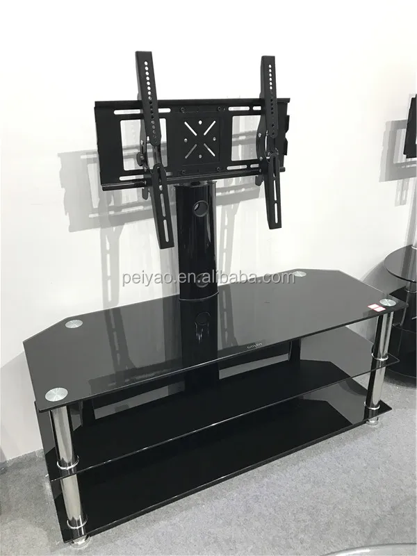 Rotating glass lcd tv floor mount tv stand design