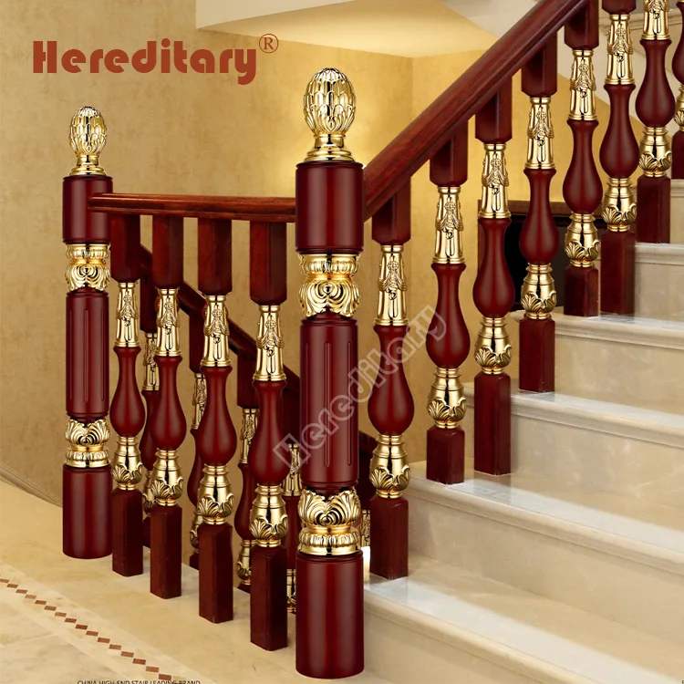 Interior decoration brass stair rod and copper clip wood stair railing