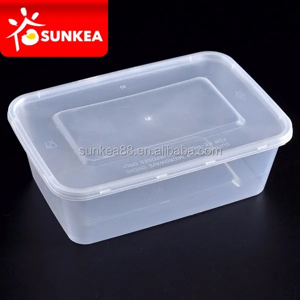 1000ml clear rectangular food plastic container and lid