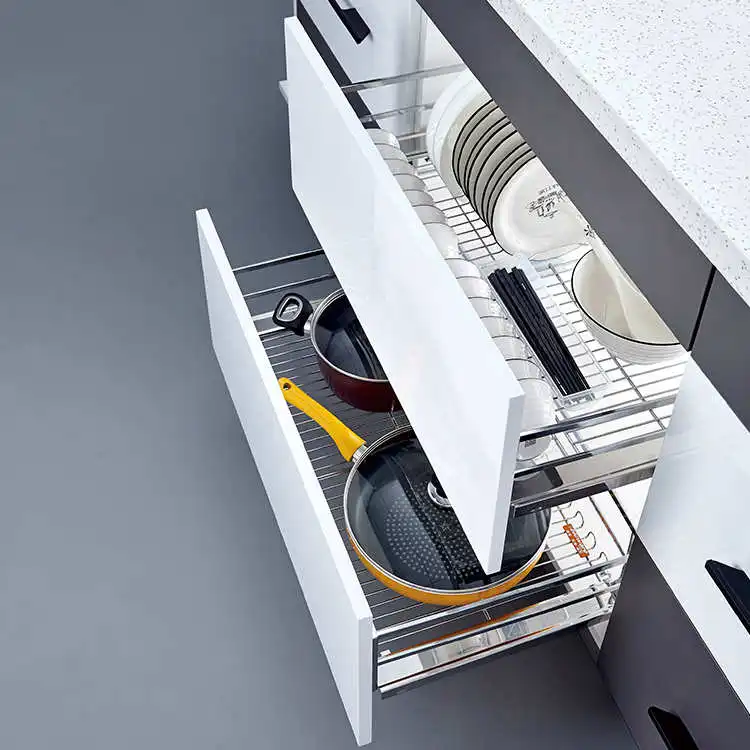Кухонная корзина с выдвижными ящиками из нержавеющей стали, выдвижная корзина для хранения, подставка для посуды
