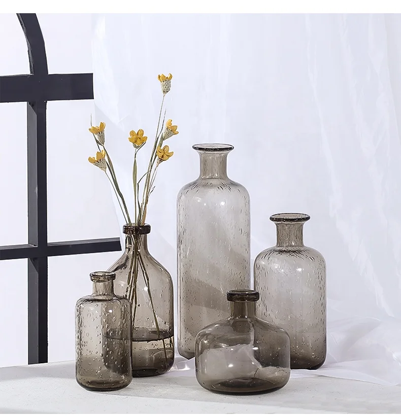 
2019 HOT SALE hand blown Nordic Scandinavian style transparent crystal glass vase beautiful glass vase 