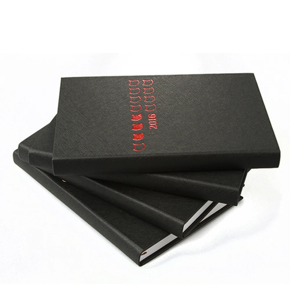Simple style design PU leather office stationery casebound black note book