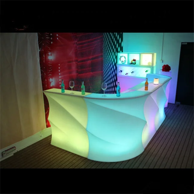 
Corner plastic color changing portable led reception table/corner led counter table from China 