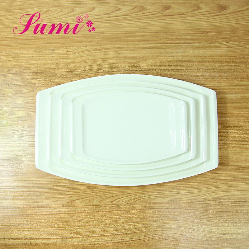 Most popular fashion white ceramic tray rectangular plate, white porcelain rectangular tray for dinnerware