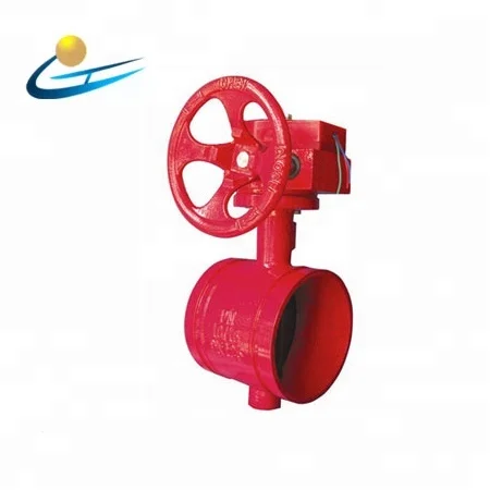 ductile iron cast iron fire fighting socket handle handwheel  grooved butterfly valve