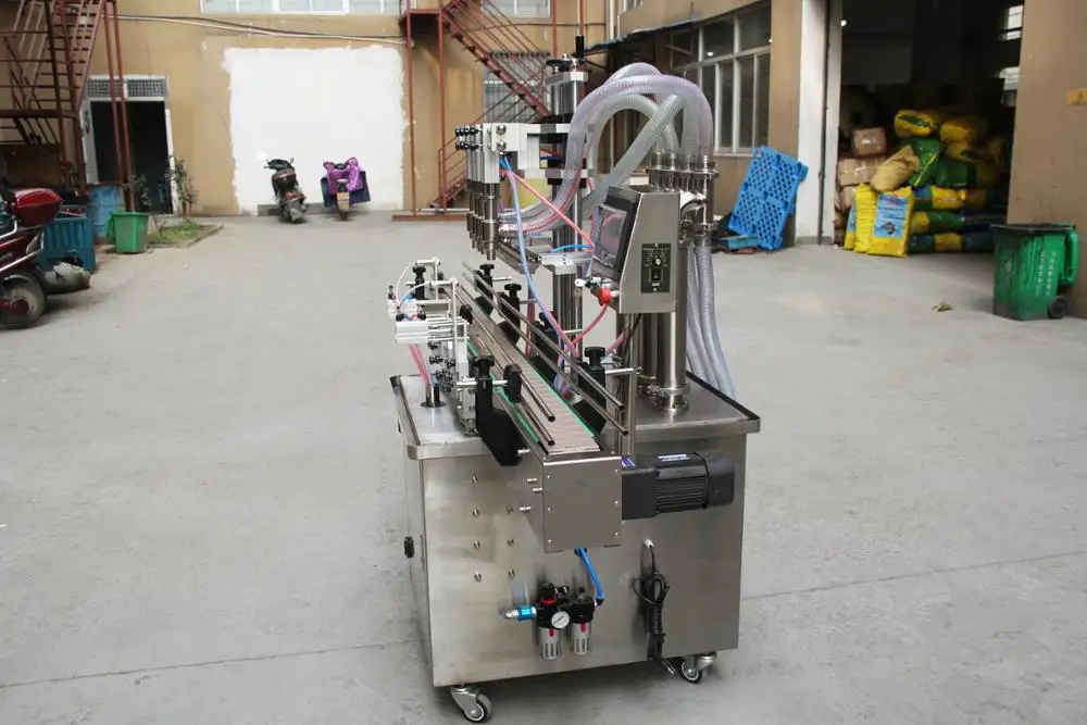 Four head filling machine water juice automatic shampoo liquid filler,auto filler heads with conveyor PLC control