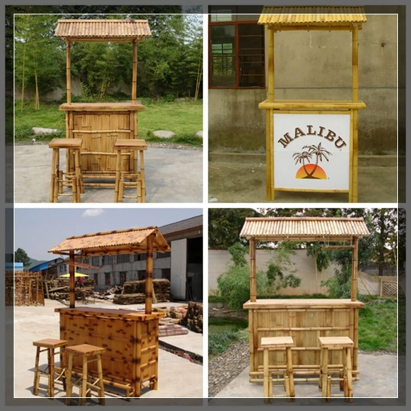 
Natural bamboo popular promotional with table chair stool set hot sale tiki bar for beach 