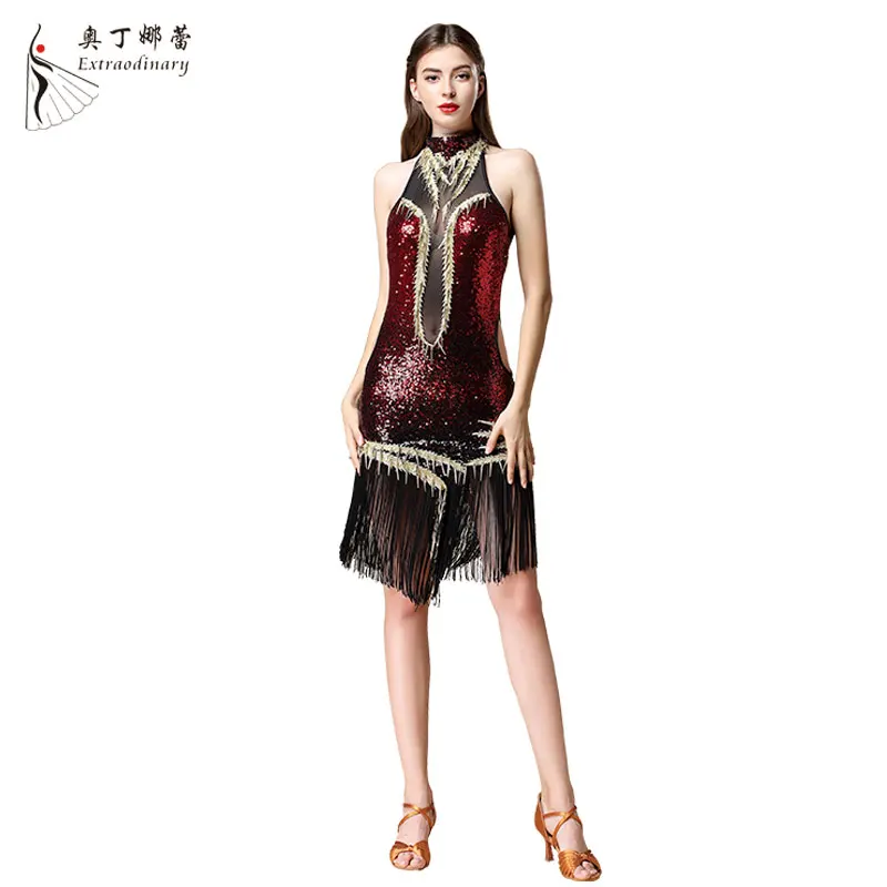 Women sexy Ballroom costume latin dress competition party stage dress