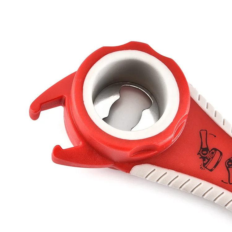 Wholesale multifunctional beel bottle opener 5-in-1 plastic safety manual can opener