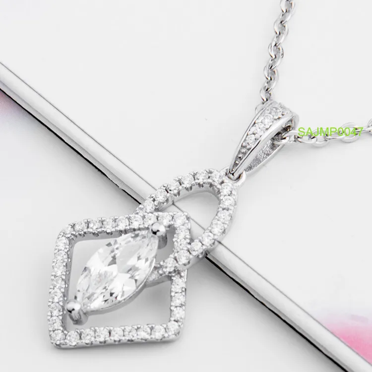 Sevenajewelry Sajmp0047 Retro Marquise Gemstone 18K Rose Gold Filled Solid 925 Sterling Silver Pendants And Charms For Engraving