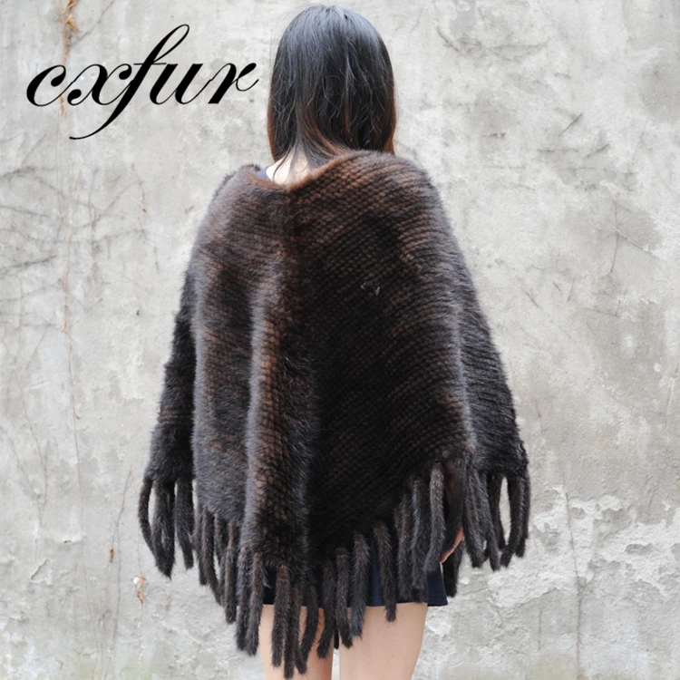 CX-B-M-10A Women Party Wear Fashion Lady Mink Fur Shawl