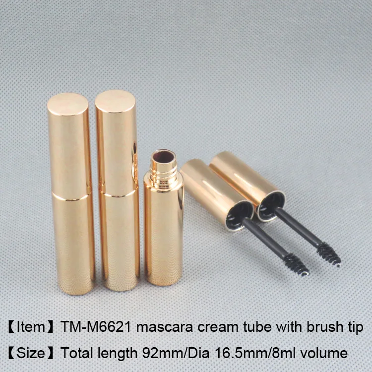 
moq 500pcs TM-M6621 8ml shiny gold cosmetic packaging mascara bottle stock wholesales eyelash bottle 