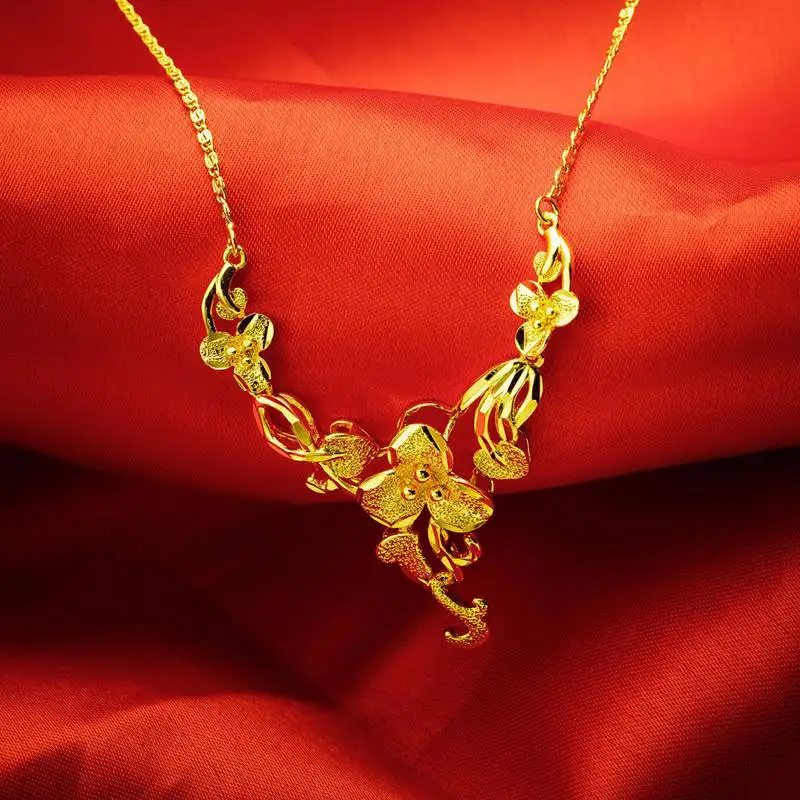 YK Vietnam Hot Sale  Bridal Accessories Fashion Simple 18K Copper Plated Gift Flower Necklace Jewelry