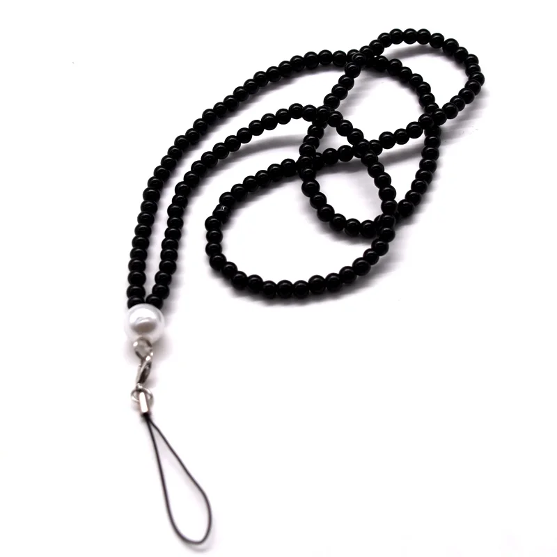 
Hot sale black crystal rhinestone necklace lanyard with cellphone loop 