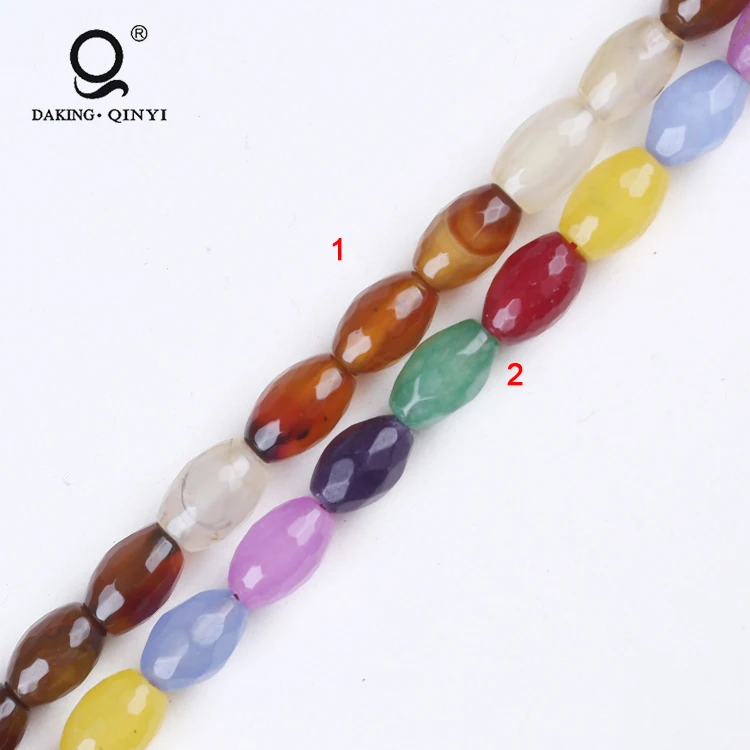 Factory Supply Wholesale Bulk Rice Shape Faceted Agate Stone Beads For Jewelry Making