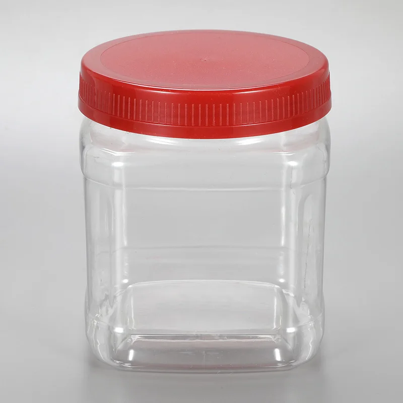 Plastic Square Bottle Food Grade Cookie Packaging Candy Jars