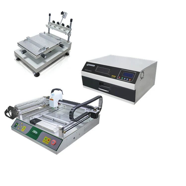 Small Automatic TVM802A With 29 Feeders Production Line For Led Lamps SMT/Desktop Pick and Place Machine Solder Paste Printer